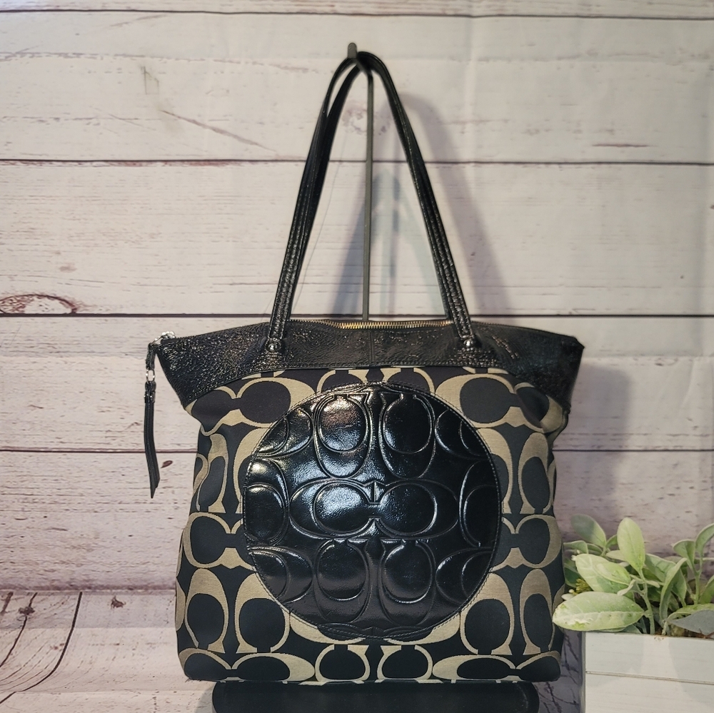 Coach Black and Tan Tote Bag